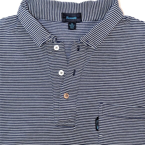 Faconnable Men’s | 100% Cotton Short Sleeve Front Pocket Polo Navy Stripes | XL - Picture 1 of 8